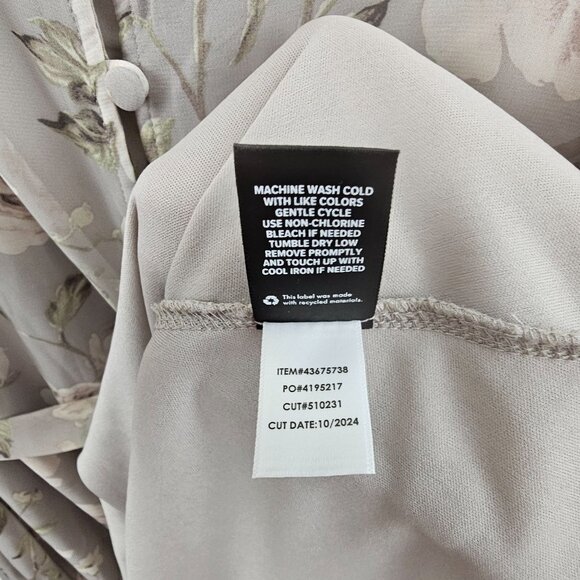 Torrid Maxi Dress Floral Long Sleeve 1X Gray Beige Tiered Chiffon Lined Boho NEW - Picture 5 of 12